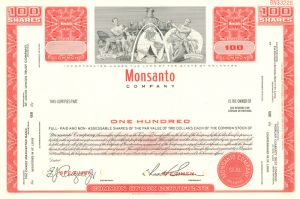 Monsanto Co. - Agrochemical and Agricultural Biotechnology Corporation Stock Certificate